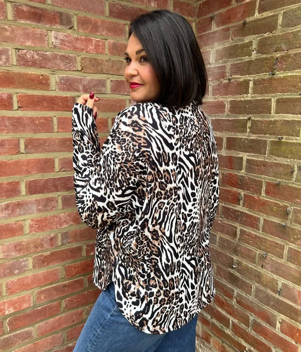 Animal Print Batwing Top