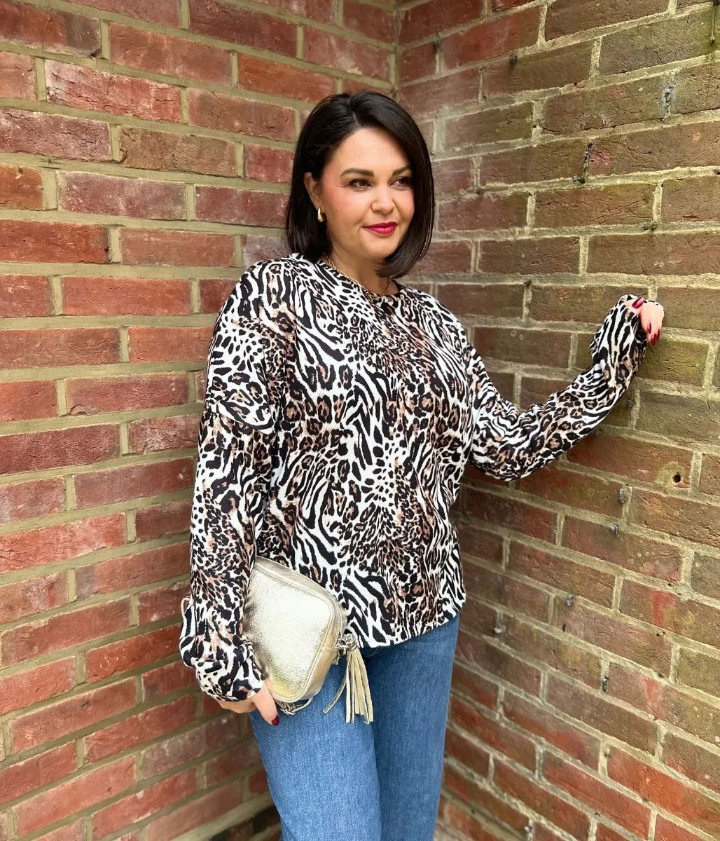 Animal Print Batwing Top