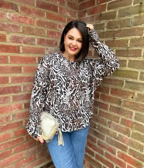 Animal Print Batwing Top