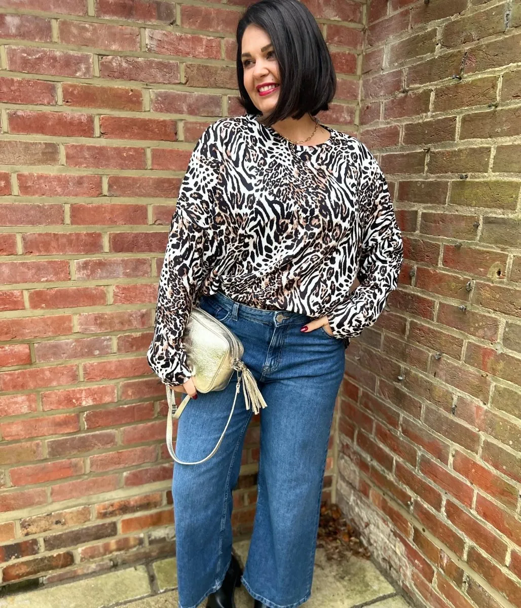 Animal Print Batwing Top