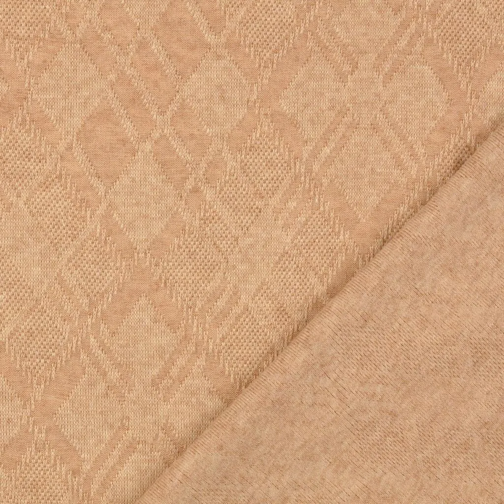 Diamond Jacquard Viscose Blend Knit Fabric in Soft Beige