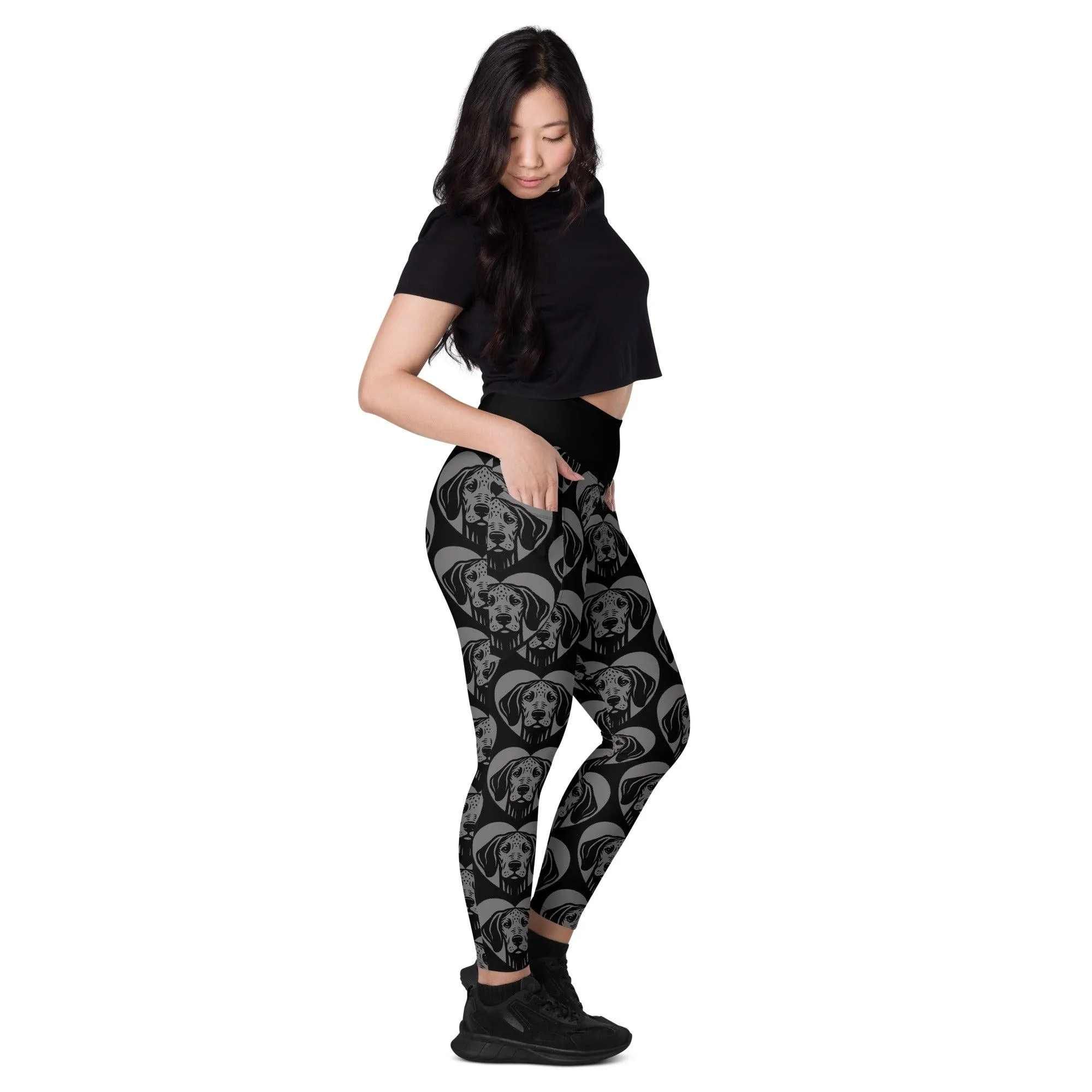 DOG BREED LEGGINGS with pockets - AMERICAN LEOPARD HOUND - HERTTAHOUND - grey