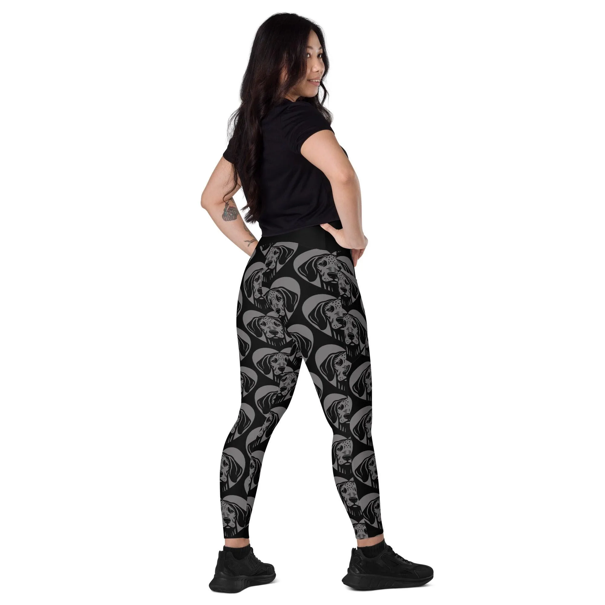 DOG BREED LEGGINGS with pockets - AMERICAN LEOPARD HOUND - HERTTAHOUND - grey