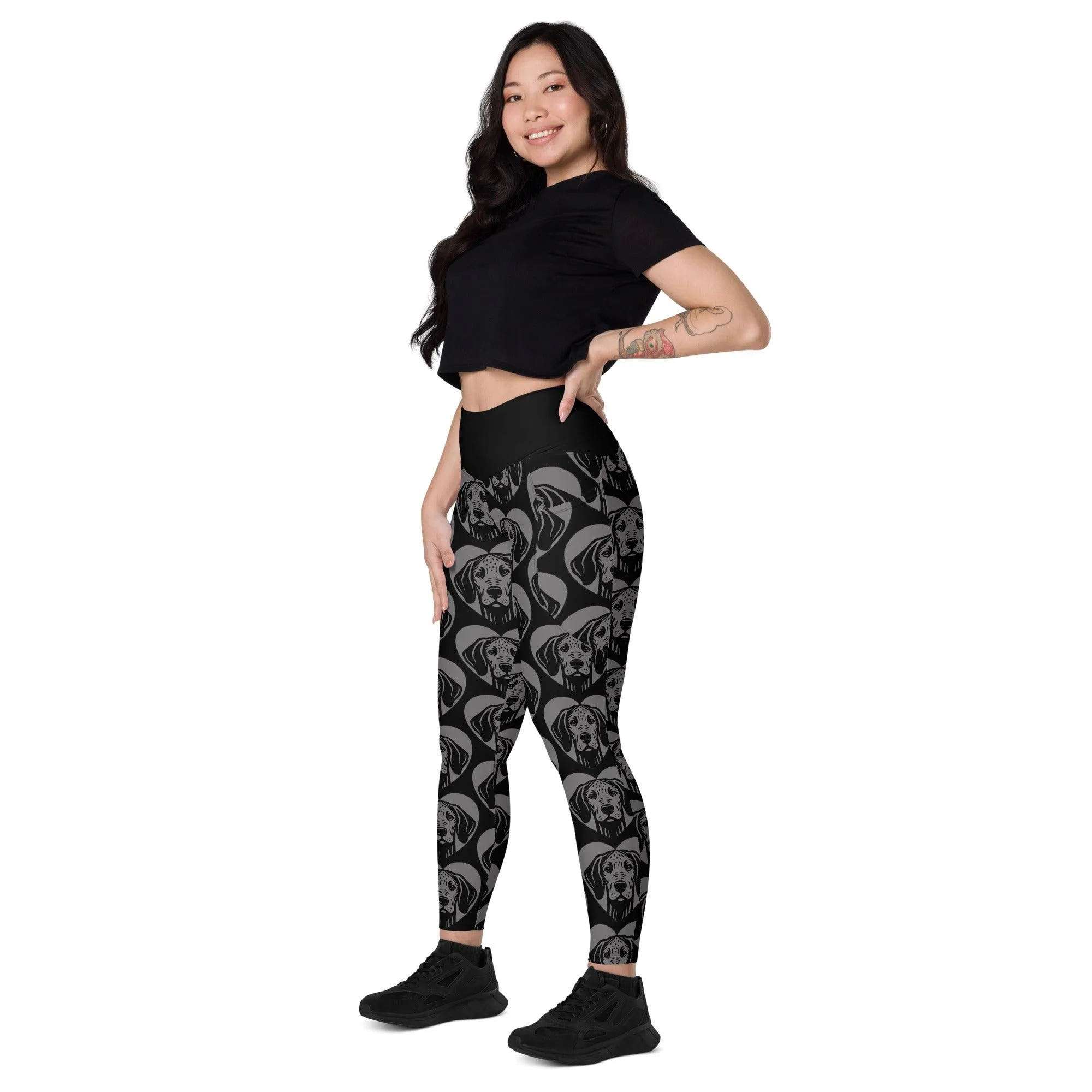 DOG BREED LEGGINGS with pockets - AMERICAN LEOPARD HOUND - HERTTAHOUND - grey