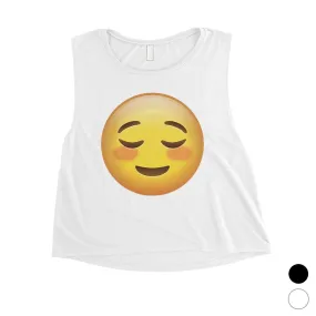 Emoji-Blush Womens Playful Positive Fun Great Crop Top Friend Gift