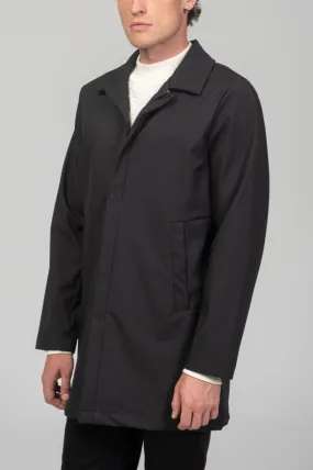 Long Lightweight Windbreaker Coat - Black