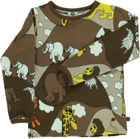 Long-sleeved top with zoo animals