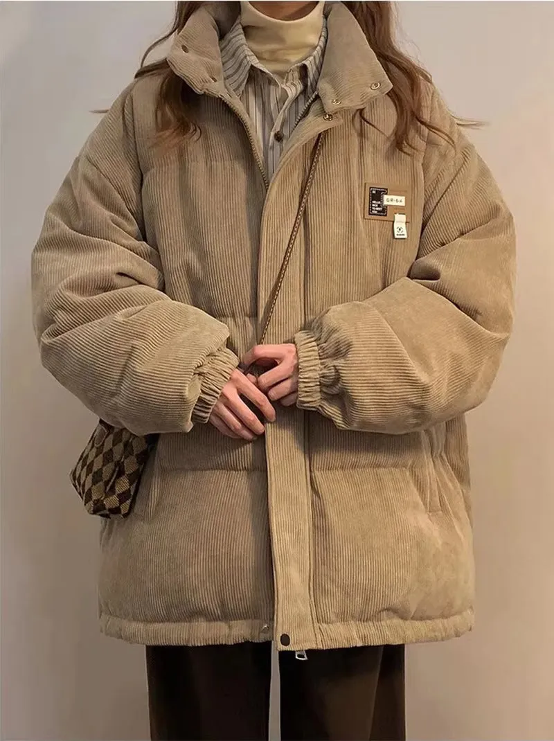 Loose Retro Corduroy Parkas Jacket