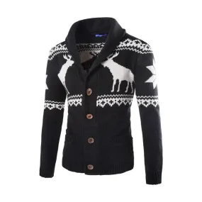 Men's fawn Deer Button Christmas cardigan sweater