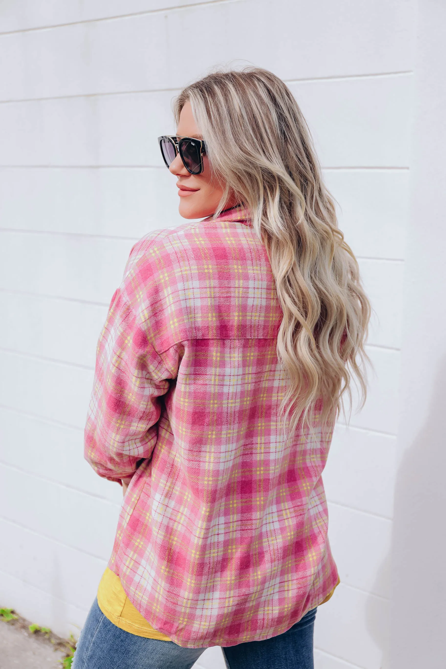 Ollie Oversized Plaid Flannel - Pink