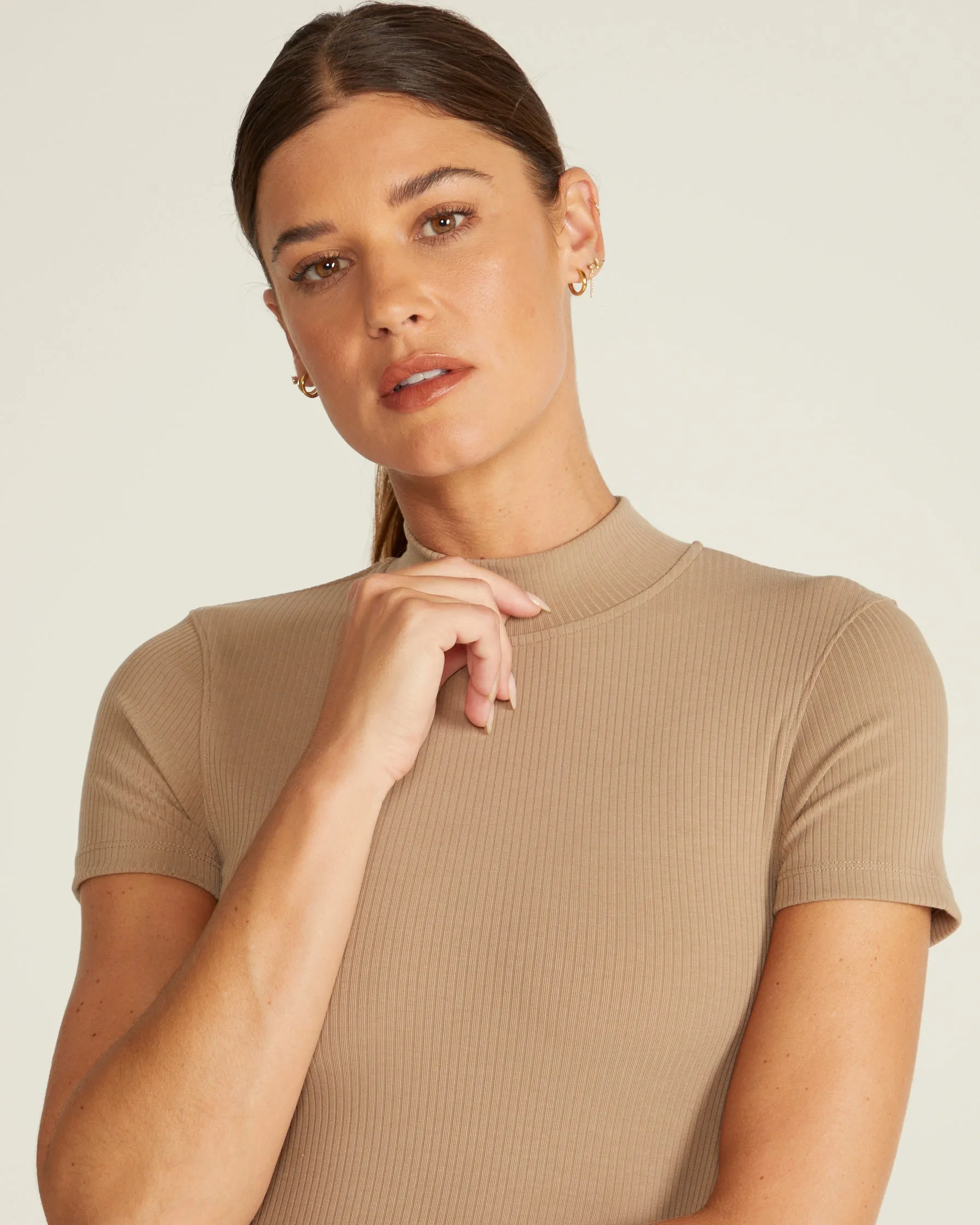 Rib Mockneck Short Sleeve