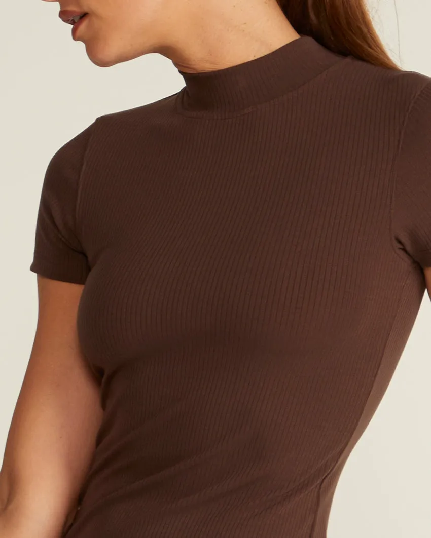 Rib Mockneck Short Sleeve