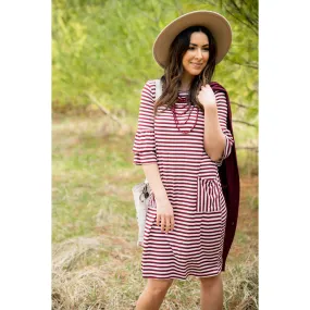 Striped Flutter Pocket Dress