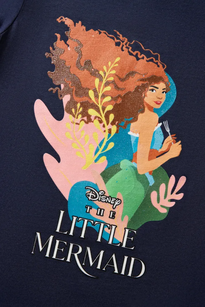 The Little Mermaid 2 Pack Short Sleeve T-Shirts Navy & Pink