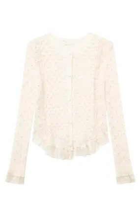 'Yolanda' Lace Ruffled Knitted Cardigan